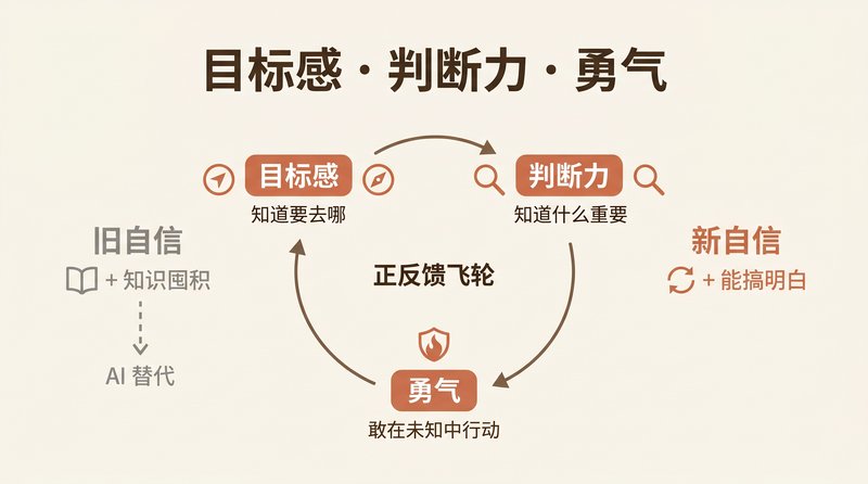 目标感 · 判断力 · 勇气：AI 时代的正反馈飞轮