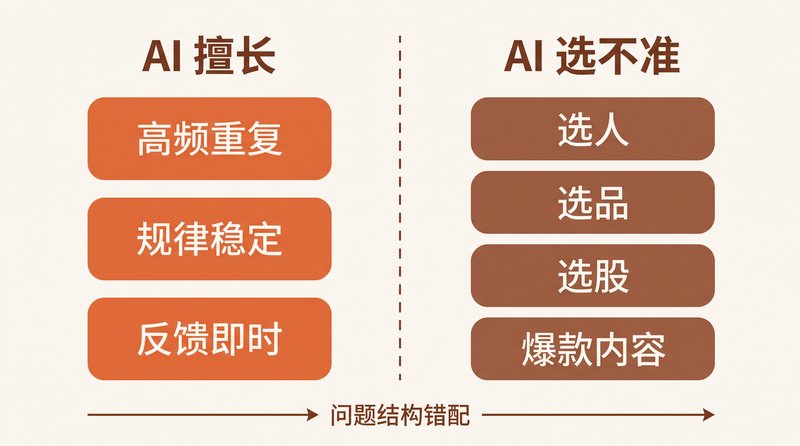 AI 选不准的四件事：小样本、非平稳、有博弈、反馈慢